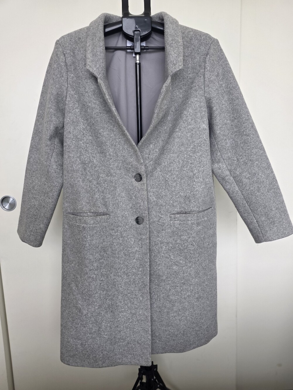 Old Navy Light Gray Single-Button Wool-Blend Trench Coat